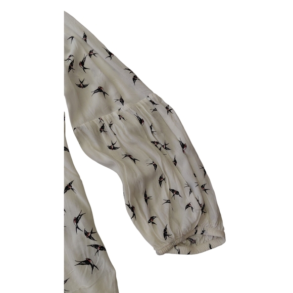 Esprit Cream Blouse with Black Bird Design - Picture 3 of 7